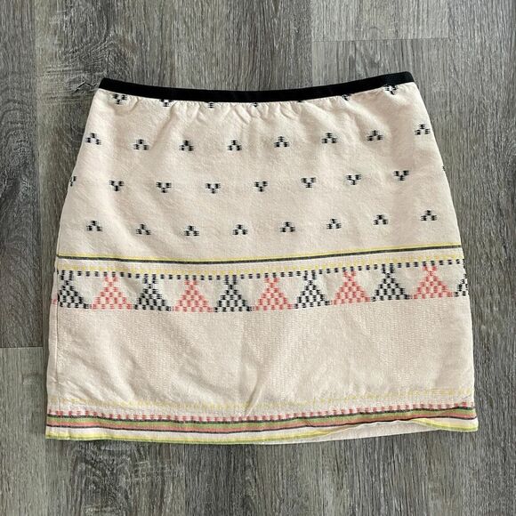 Madewell Embroidered Tan A-Line Mini Skirt - Size: 0 - Picture 1 of 9
